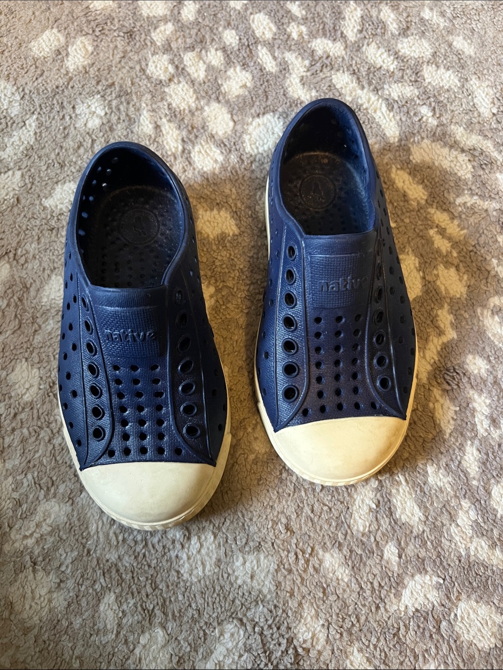 Native Kids Slip-On Water Shoes in Navy and Beige Toe